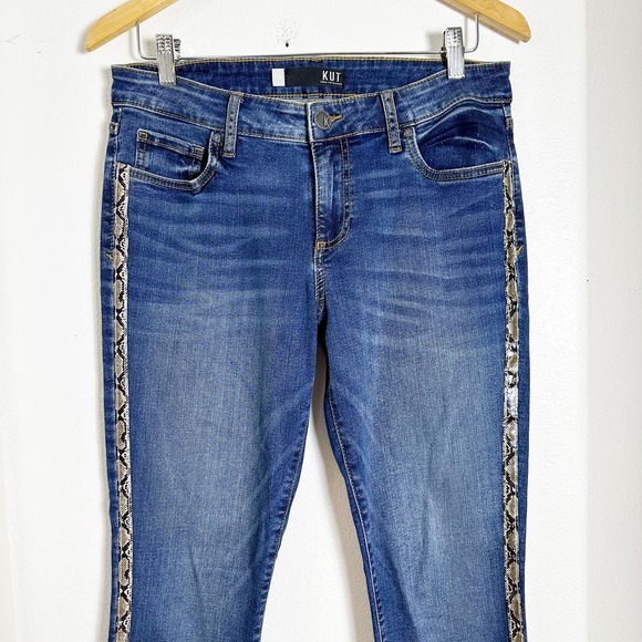 Kut from the Kloth Jeans Snake Print Side Stripe Ankle Skinny sz 8 - Picture 4 of 9